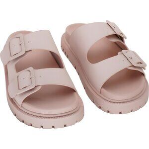 MIA Womens Double Buckle Slide Sandals Blush Pink US 7.5M